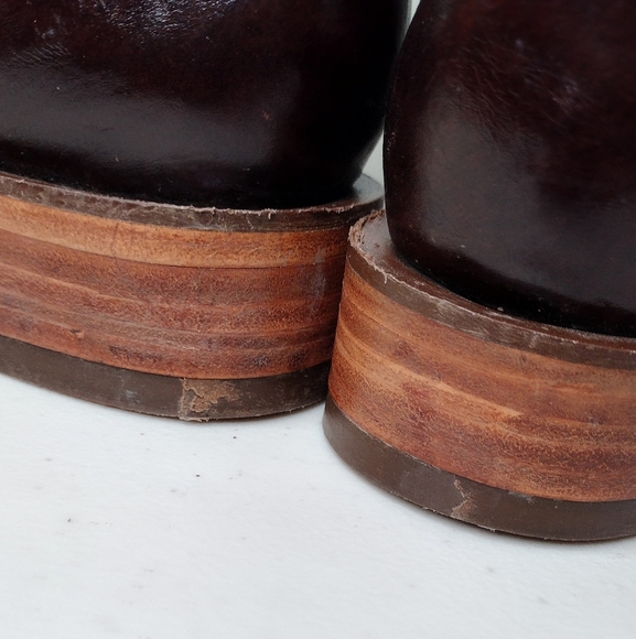 Boots Men's Brown Leather Pull-On Square Toe Rodeo Cowboy Western Boots Sz 8 - Picture 14 of 16